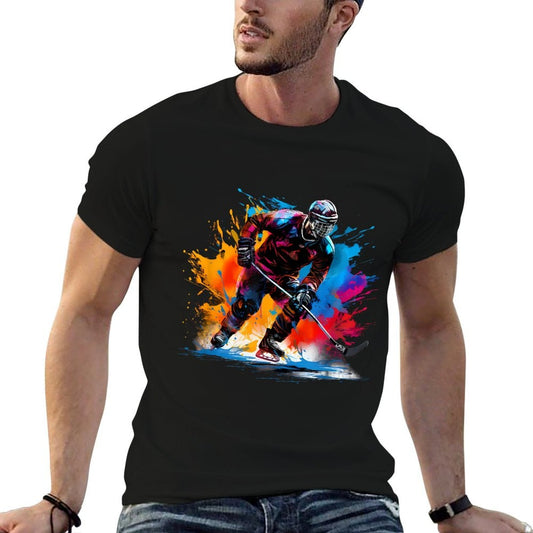 Colorful Ice Hockey Polyester Blend T-Shirt