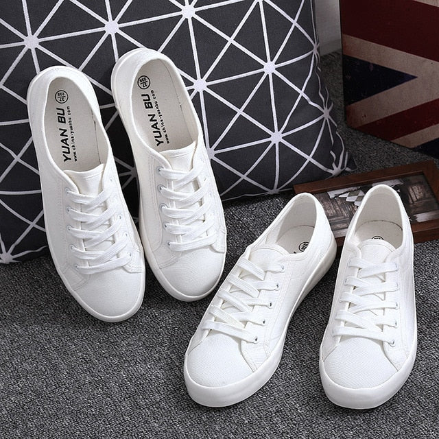 White Canvas Women's Tennis Shoes