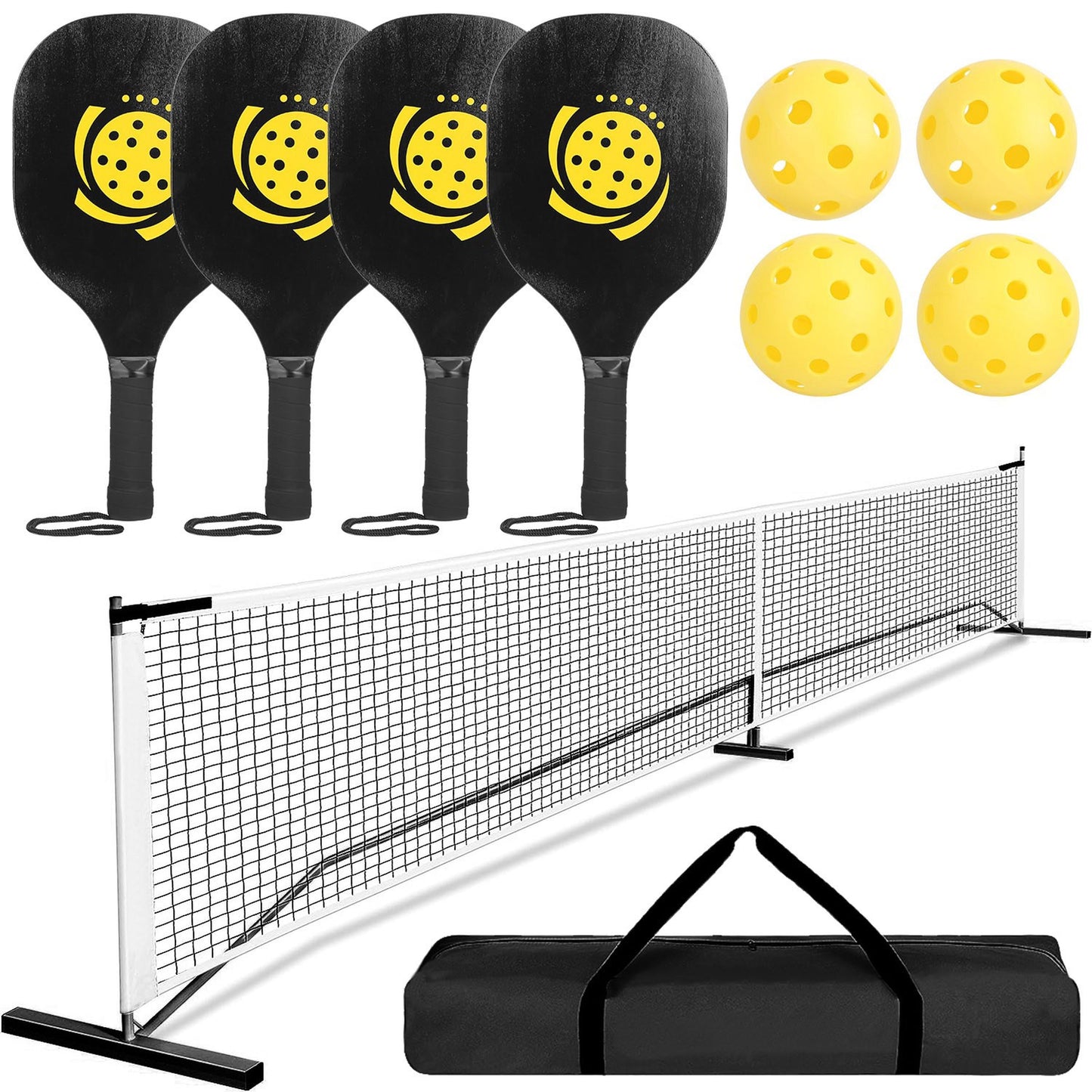 Portable Pickleball Net Set with Paddles and Pickleballs