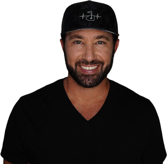 Pickleball Hat - Flat Bill - Black - Laser Mesh