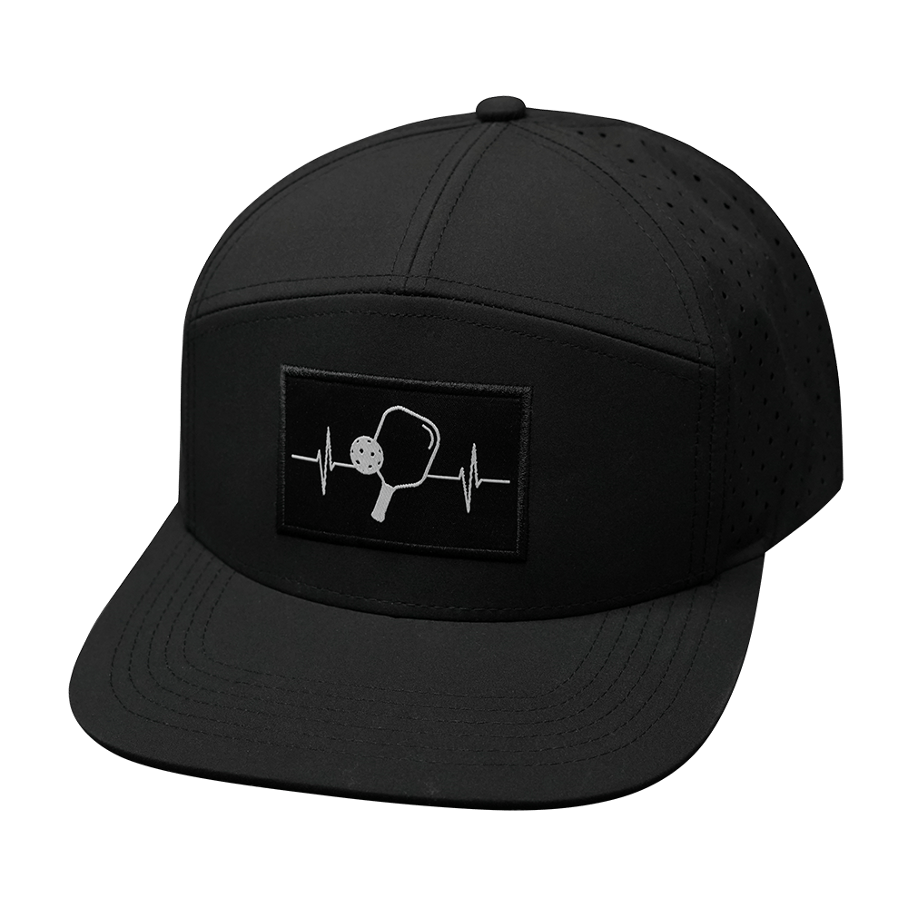 Pickleball Hat - Flat Bill - Black - Laser Mesh