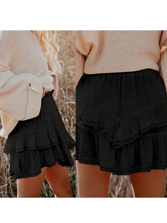 Tiered Ruffle High Waist Skort