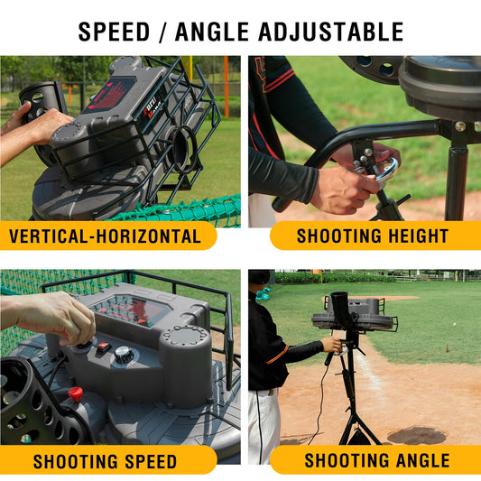 Baseball Pitching Machine Upgraded Version, 30 to 95 MPH with Regulation Baseballs