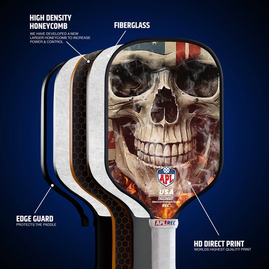 APL - Smoky Skull Pickleball Paddle | 16mm Carbon Fiber | Best Pickleball Paddles | American Pickleball League