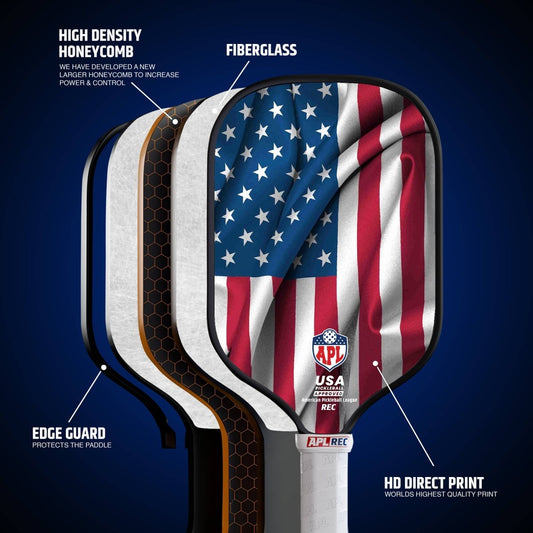 APL - US Flag Pickleball Paddle | 16mm Carbon Fiber | Best Pickleball Paddles | American Pickleball League