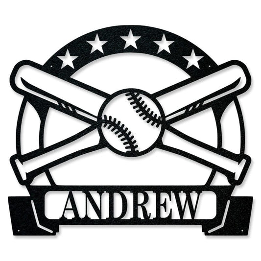 Bat and Baseball Metal Sign