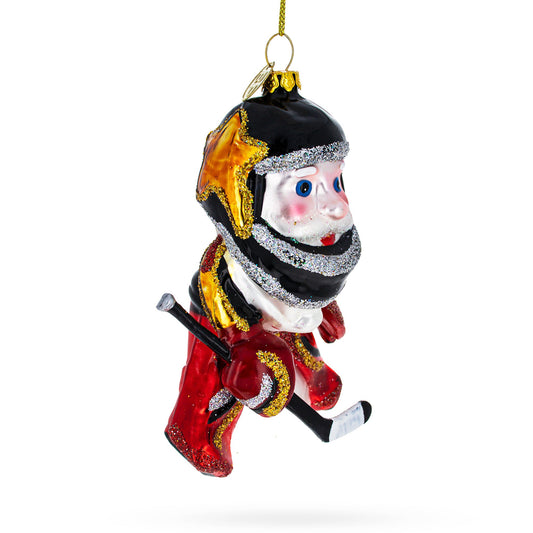 Santa in Ice Hockey Gear Christmas Ornament