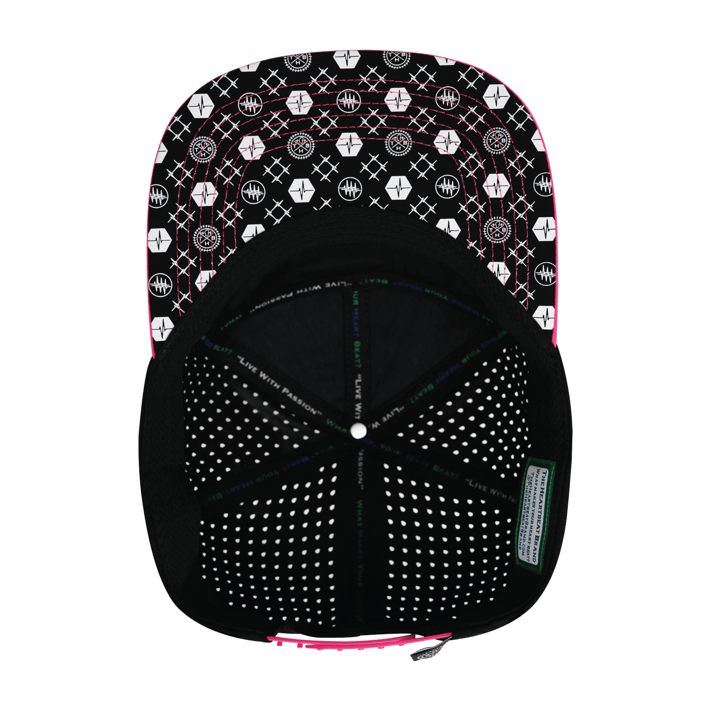 Pickleball Hat - Flat Bill - Neon Pink / White / Neon Blue Green / Black - Laser Mesh