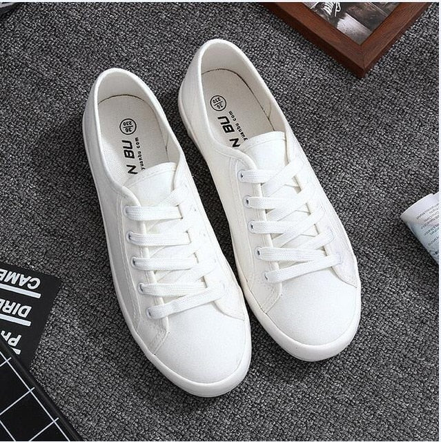 White Canvas Women's Tennis Shoes