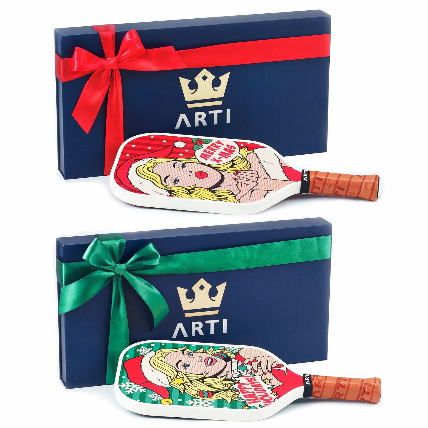 Kristen & Kristy "Happy Holidays" Pickleball Paddle - USAPAl Approved