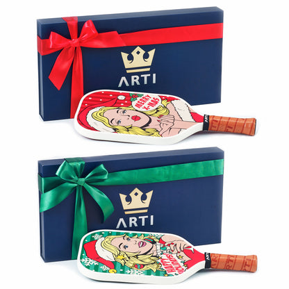 Kristen & Kristy "Happy Holidays" Pickleball Paddle - USAPAl Approved