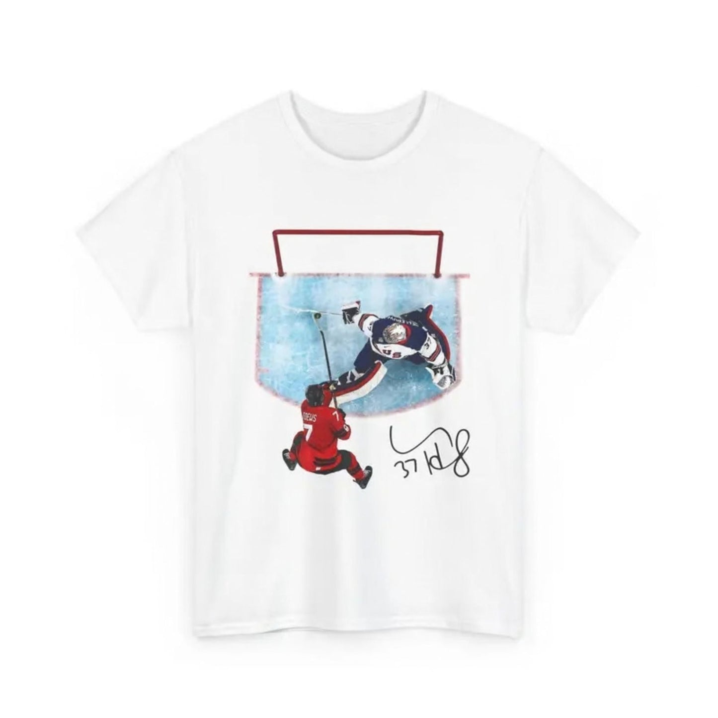 Hellebuyck "The Great Wall" Save Shirt – USA Ice Hockey Gold Medal Fan Tee