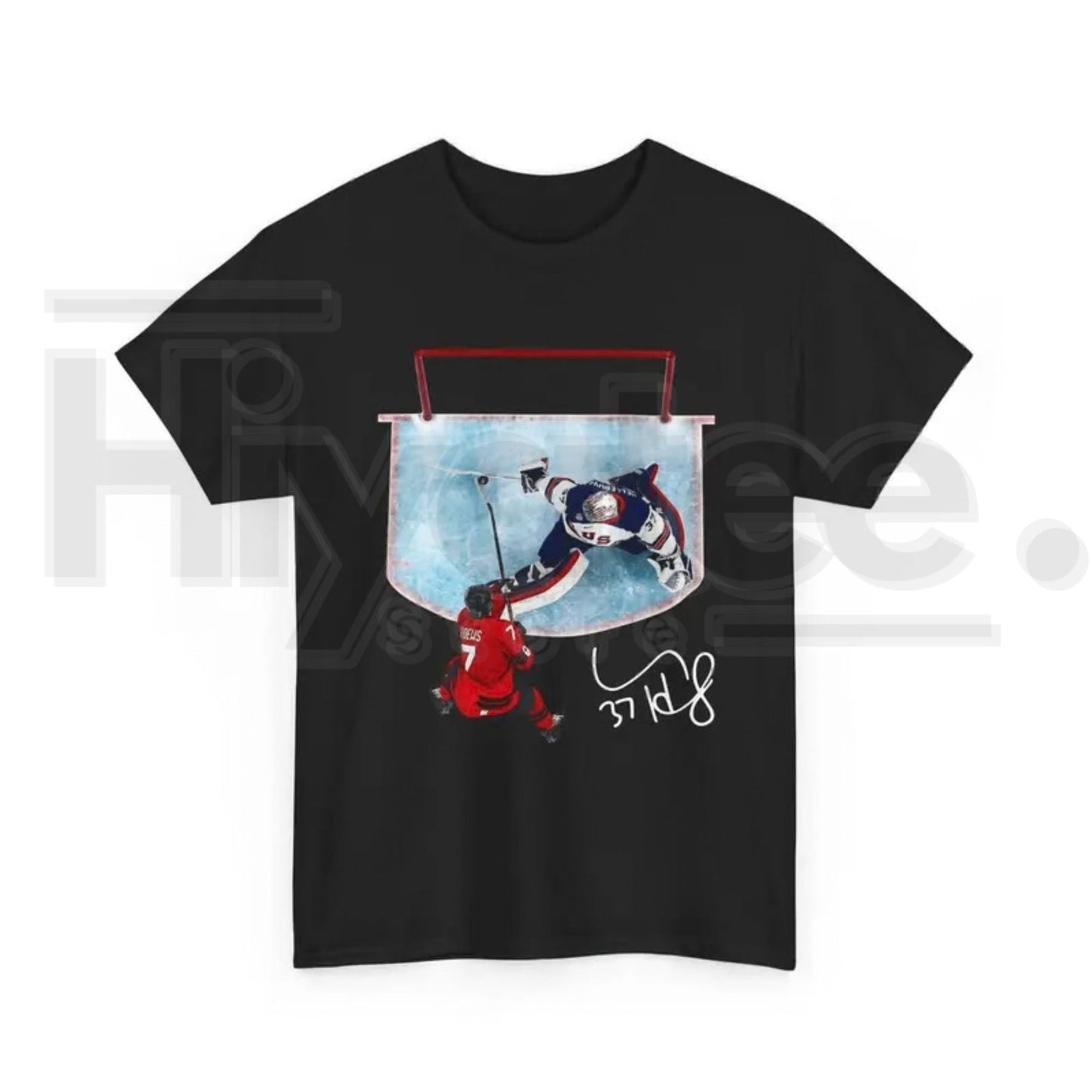 Hellebuyck "The Great Wall" Save Shirt – USA Ice Hockey Gold Medal Fan Tee
