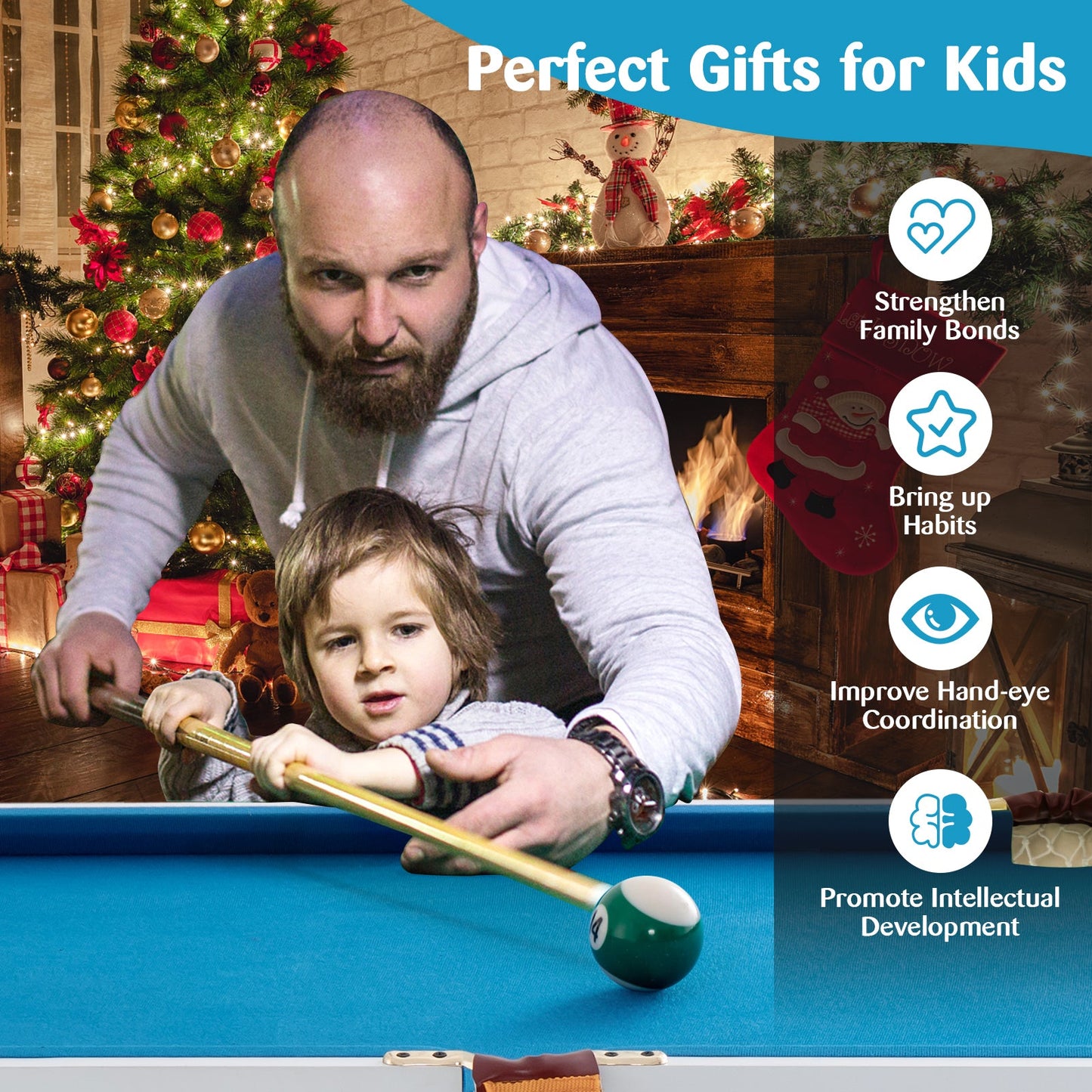 47 Inch Folding Billiard Table with Cues. Brush, and Chalk