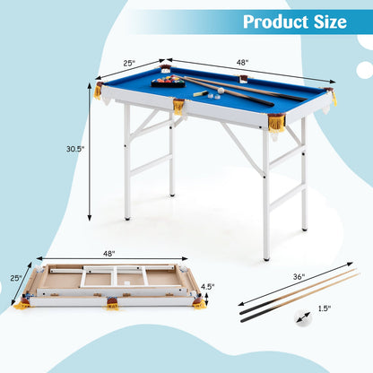 47 Inch Folding Billiard Table with Cues. Brush, and Chalk