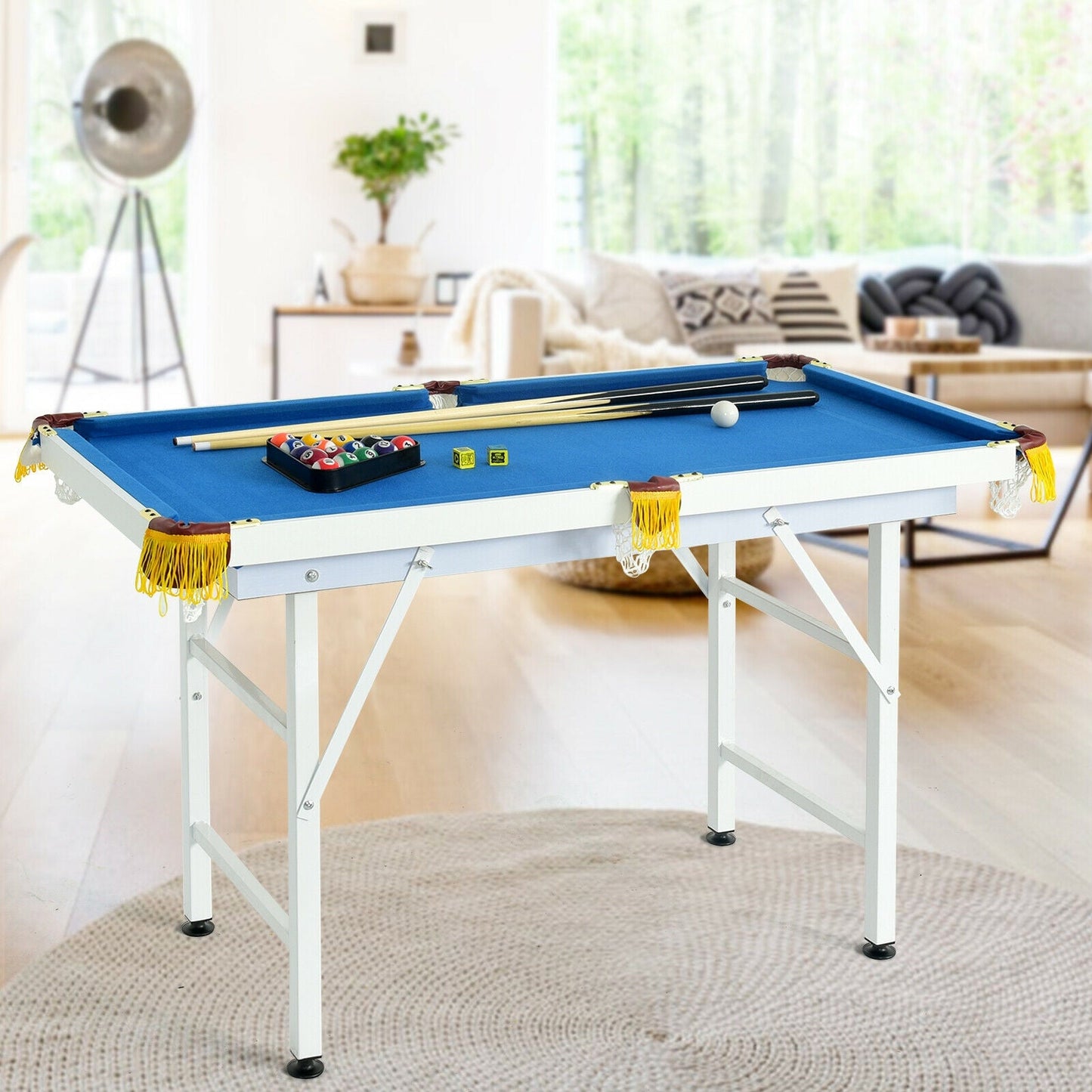 47 Inch Folding Billiard Table with Cues. Brush, and Chalk