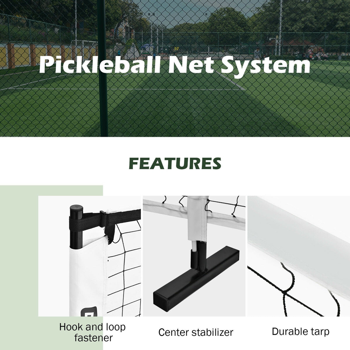 22 Feet Portable Pickleball Net Set System with Carry Bag