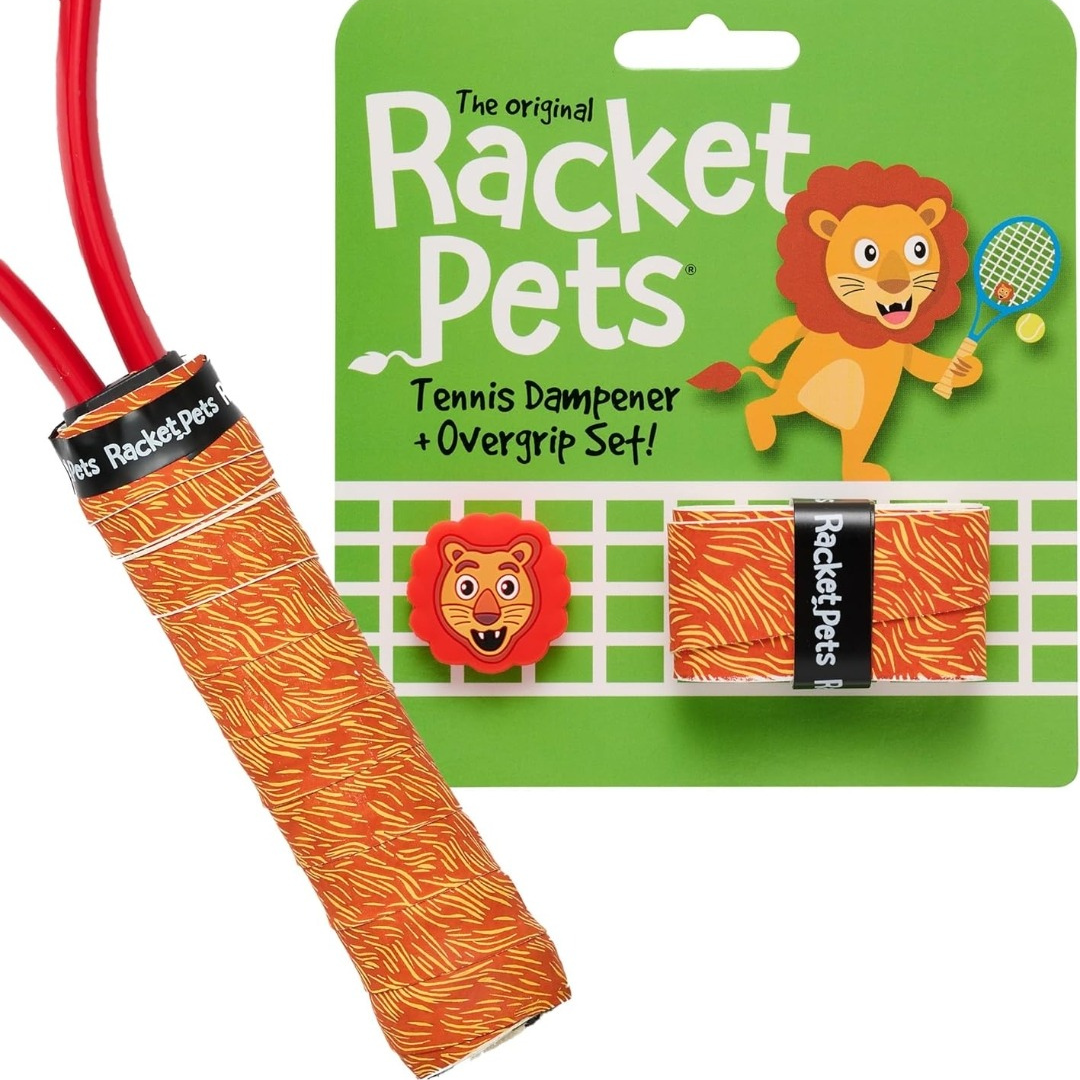 Lion Orange  Tennis Overgrip Tape And Matching Shock Absorbing Dampener