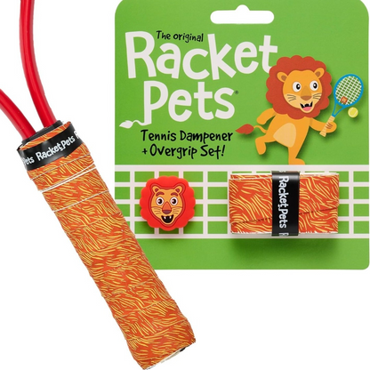 Lion Orange  Tennis Overgrip Tape And Matching Shock Absorbing Dampener