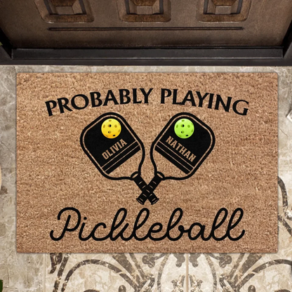Personalized Pickleball Couple Doormat - Gift Idea For Couple - Probably Playing Pickleball