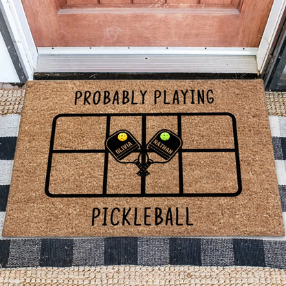 Personalized Pickleball Doormat - Playing Pickleball Court Anniversary Housewarming Gift