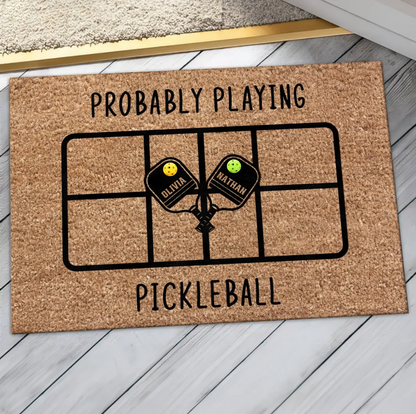 Personalized Pickleball Doormat - Playing Pickleball Court Anniversary Housewarming Gift