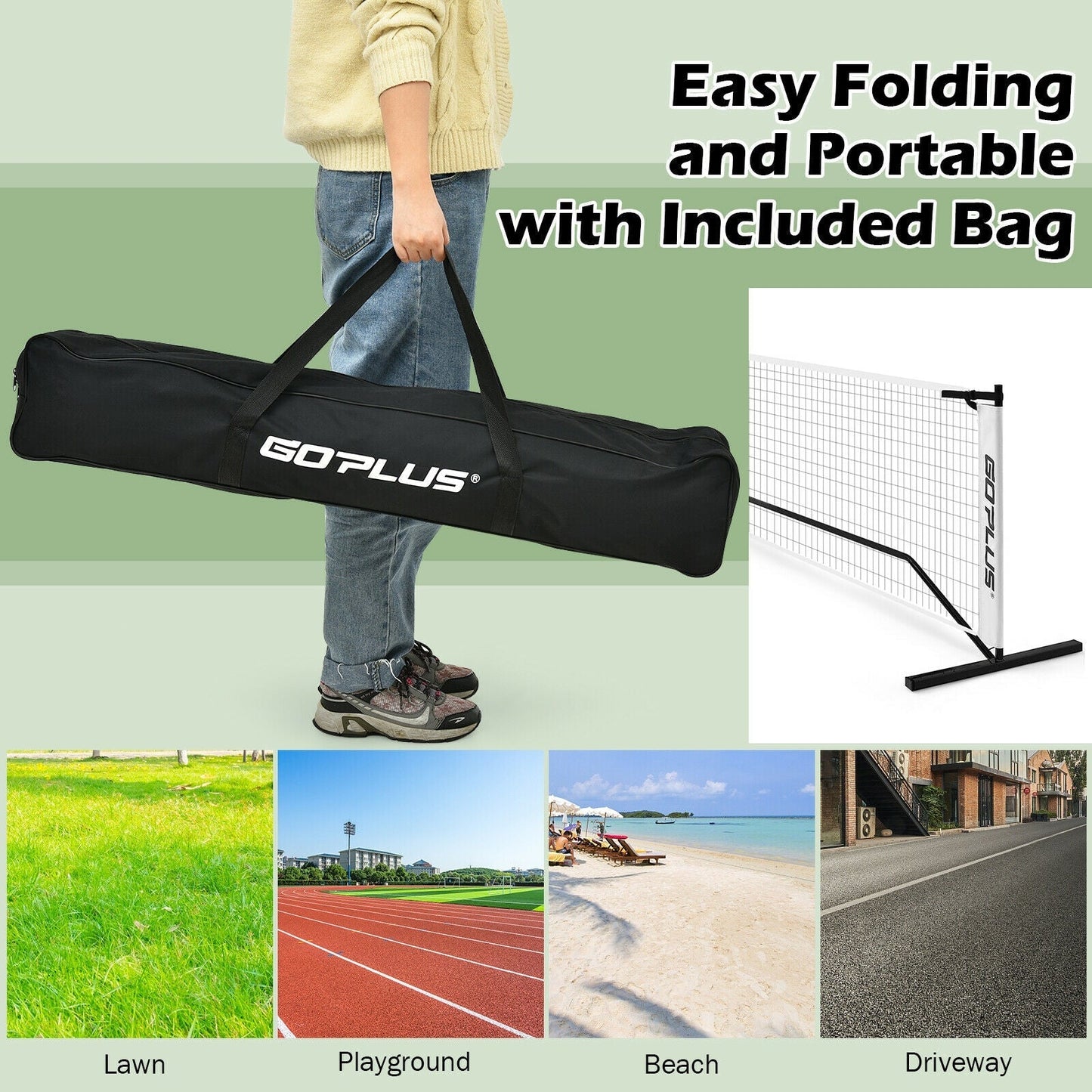 22 Feet Portable Pickleball Net Set System with Carry Bag