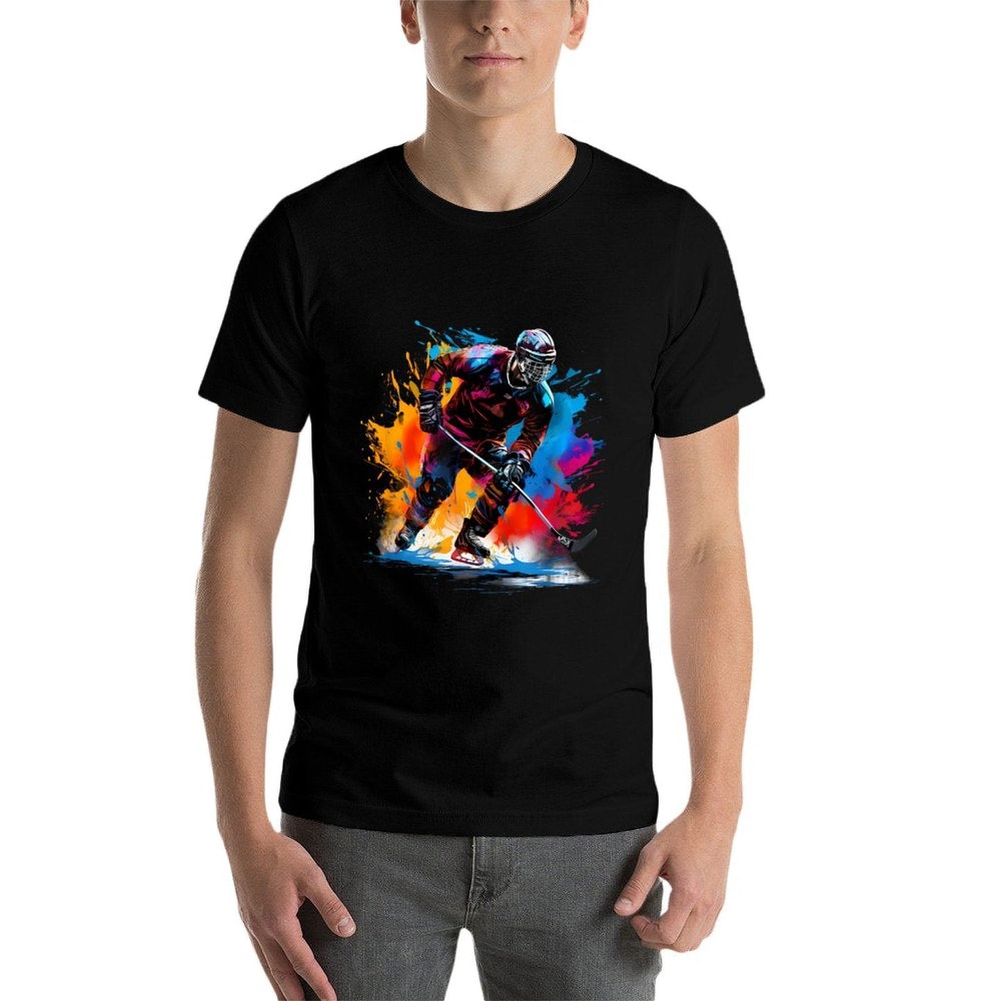 Colorful Ice Hockey  Polyester Blend T-Shirt
