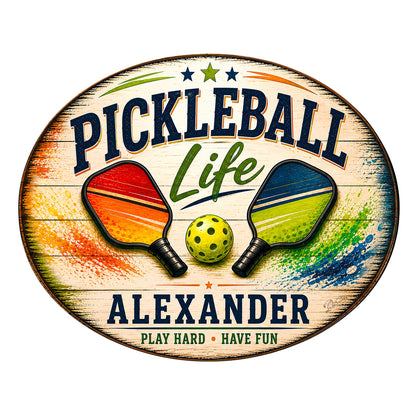 Personalized Pickleball Life Wall Decor – Custom Pickleball Name Sign – 22x18 Sports Wall Art by G.Debrekht - 8652879H