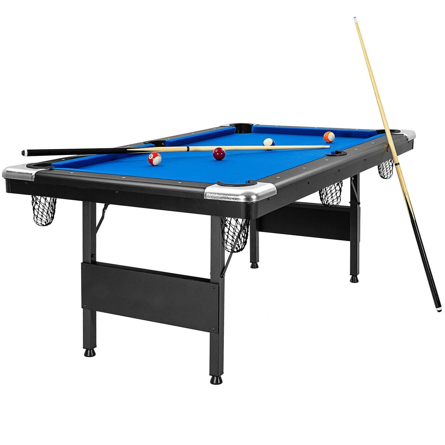 6 Feet Foldable Pool Table with Complete Set of Balls