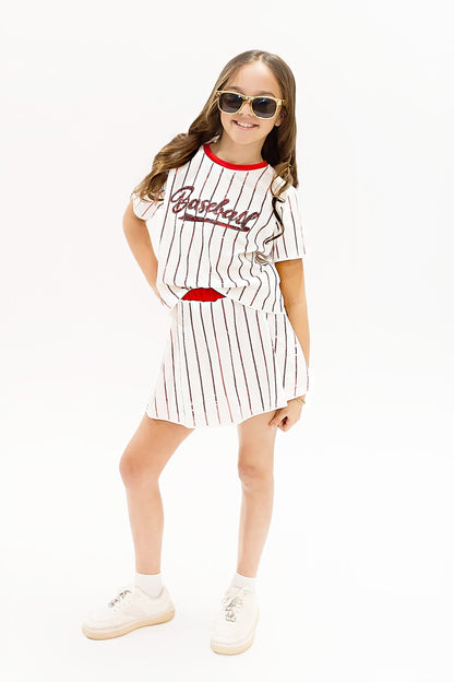 Baseball Red Striped Skort