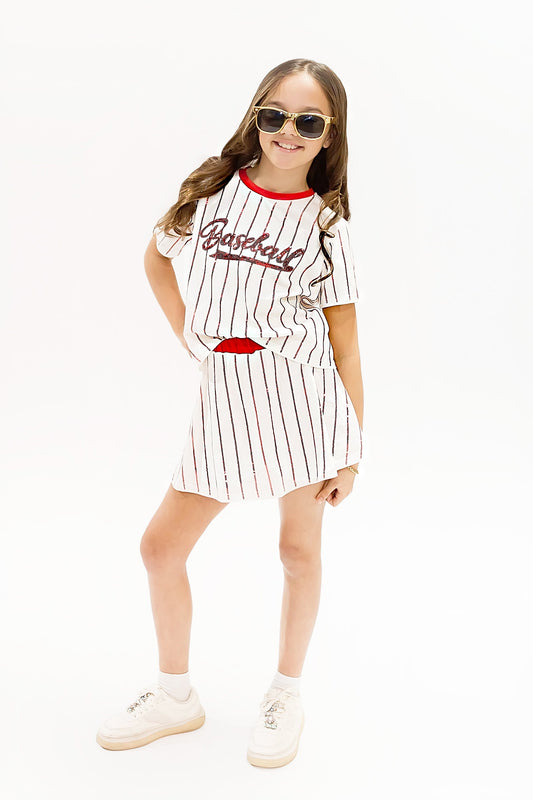 Baseball Red Striped Skort