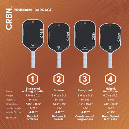 CRBN3 TruFoam Barrage Elongated - Pickleball Paddle