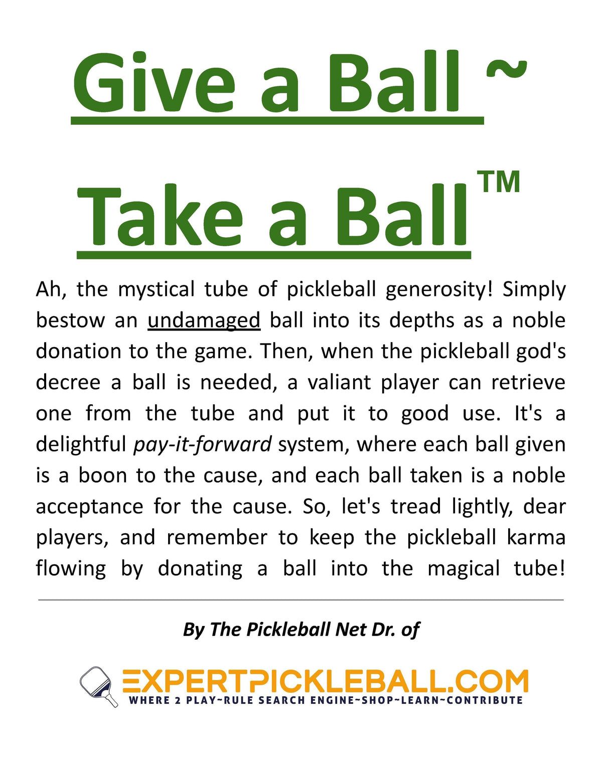 Give a Ball~Take a Ball™ System