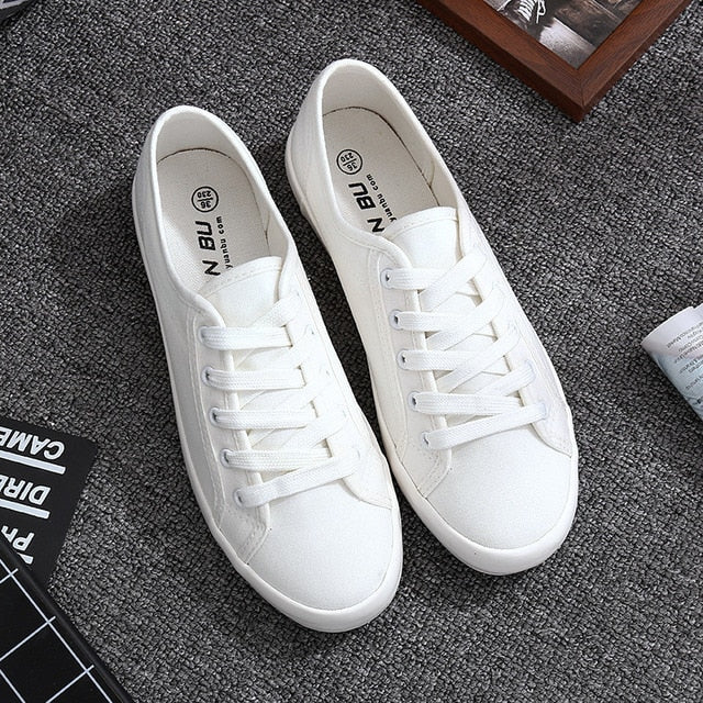 White Canvas Women's Tennis Shoes