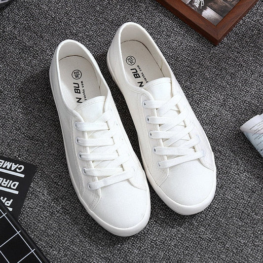 White Canvas Women's Tennis Shoes
