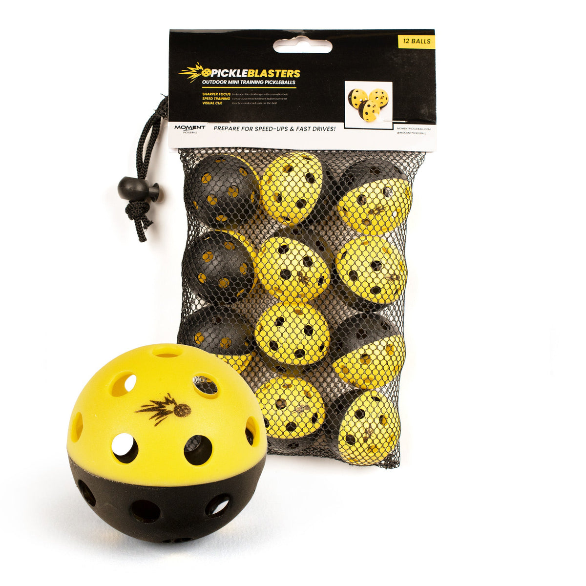 Moment Pickleblasters 2-Color Mini Plastic Indoor/Outdoor Practice Balls for Pickleball Training