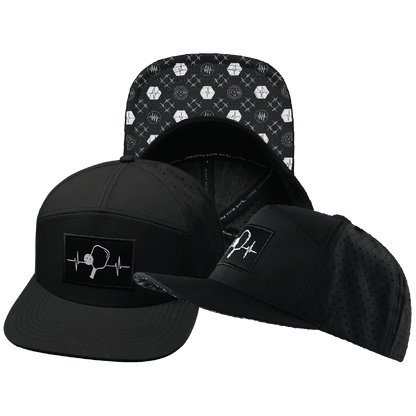 Pickleball Hat - Flat Bill  - Black - Laser Mesh