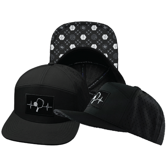 Pickleball Hat - Flat Bill  - Black - Laser Mesh