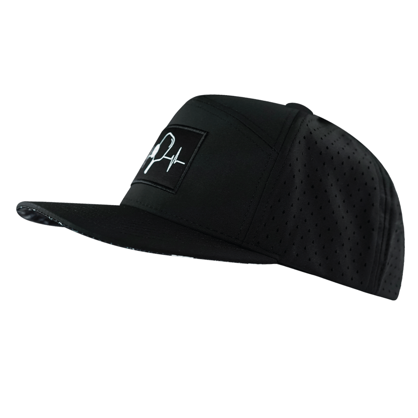 Pickleball Hat - Flat Bill  - Black - Laser Mesh