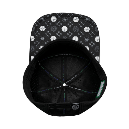 Pickleball Hat - Flat Bill  - Black - Laser Mesh