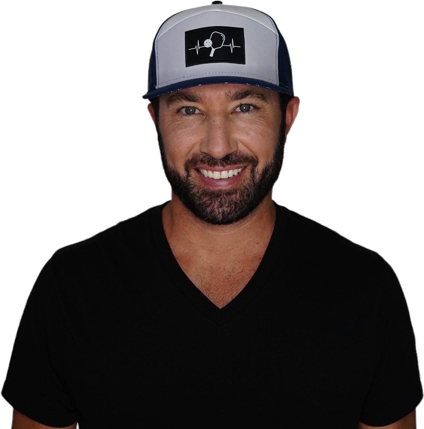 Pickleball Hat - Flat Bill  - Navy / Gray / White - Laser Mesh