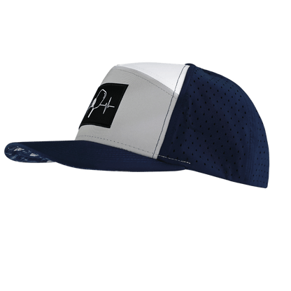 Pickleball Hat - Flat Bill  - Navy / Gray / White - Laser Mesh