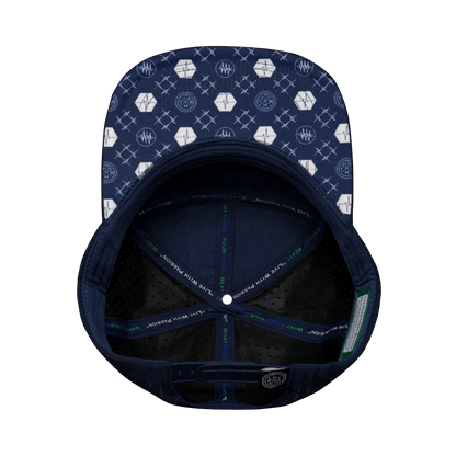 Pickleball Hat - Flat Bill  - Navy / Gray / White - Laser Mesh