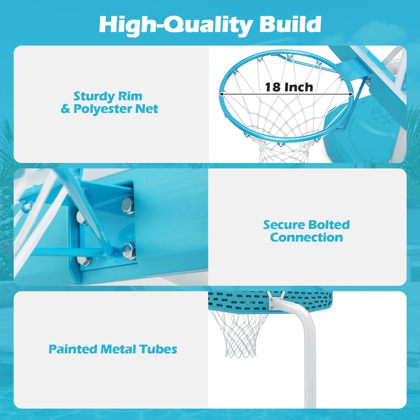 Pool Basketball Hoop Set with 2 Balls and Pump