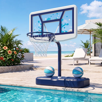 Pool Basketball Hoop Set with 2 Balls and Pump