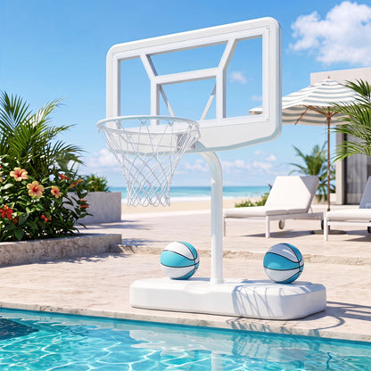 Pool Basketball Hoop Set with 2 Balls and Pump