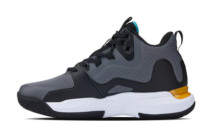 (Gray/Orange) - Basketball High-Top Sneakers