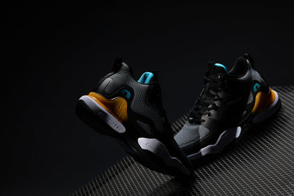 (Gray/Orange) - Basketball High-Top Sneakers