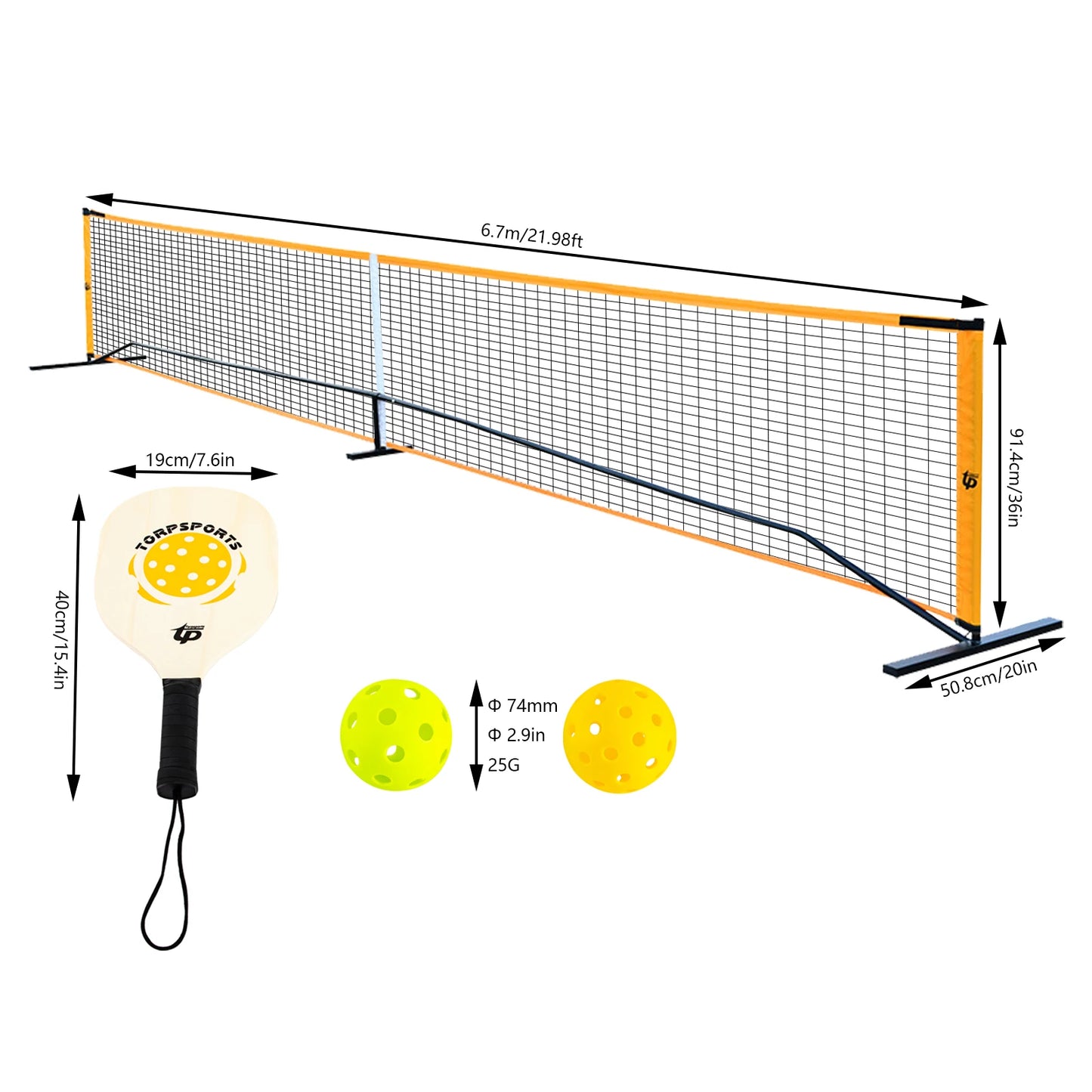 Portable Pickleball Net Set With 4 Paddles